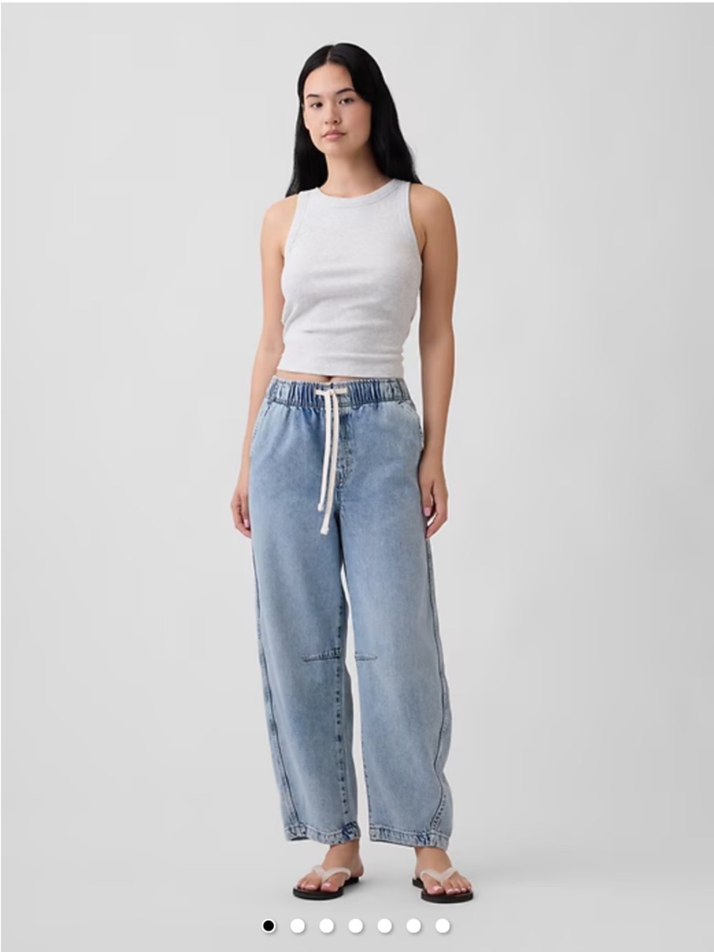 GAP | WOMEN’S MID RISE SUPERSOFT PULL-ON BARREL JEANS | LIGHT WASH | SZ LARGE